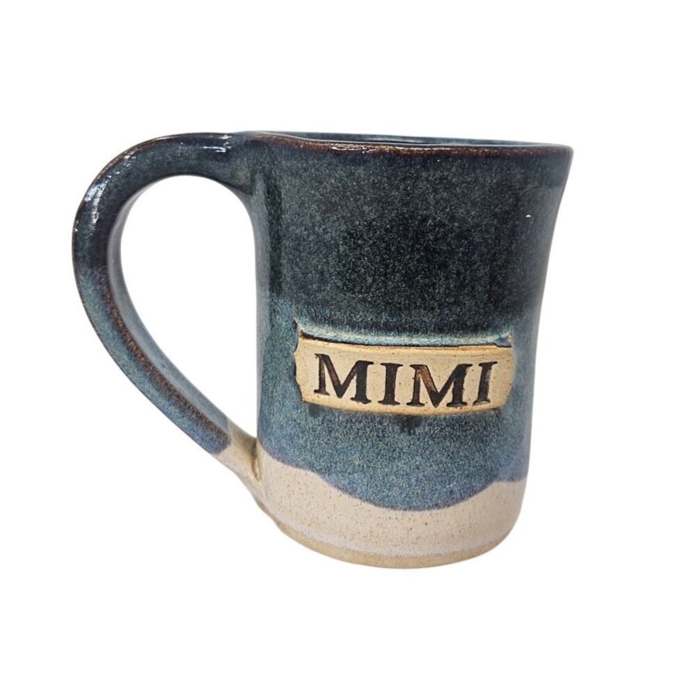 Mimi Hand Made Blue Coffee Mug Pottery Rustic Farmhouse Cottage Grandmother